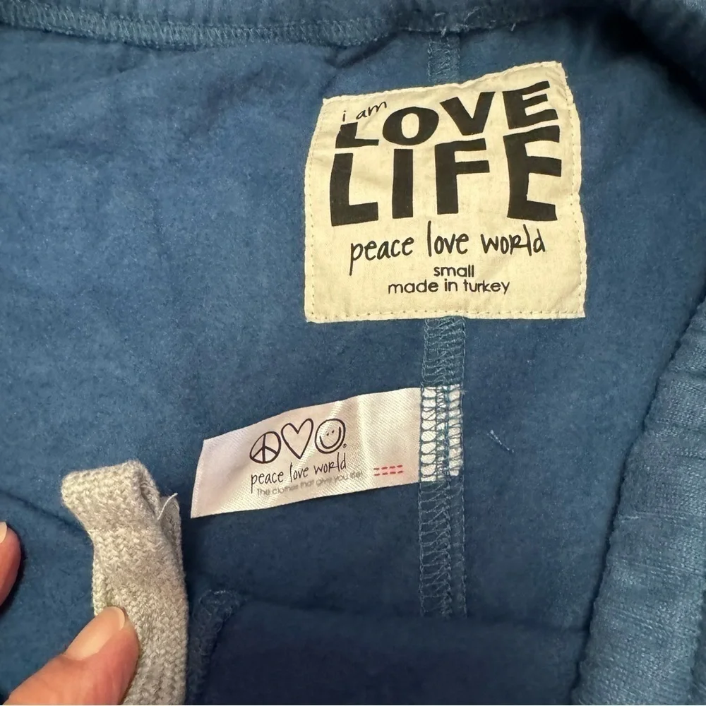 Peace Love World Blue  Sweatpants Lounge Pants  Size Small Drawstring Waist NEW